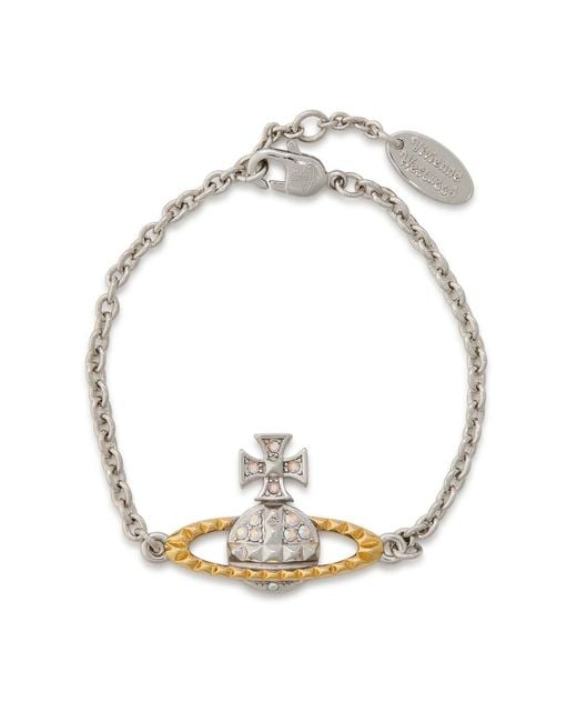 Vivienne Westwood Metallic Mayfair Bas Relief Two-Toned Rhodium-Plated Bracelet