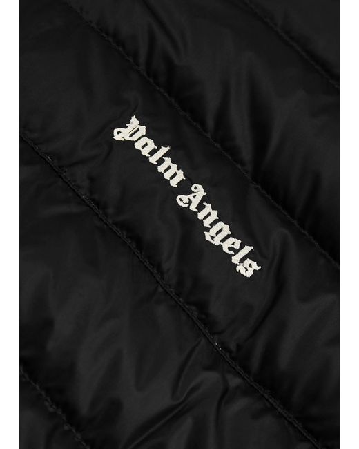 Palm Angels Black Logo Quilted Shell Gilet for men