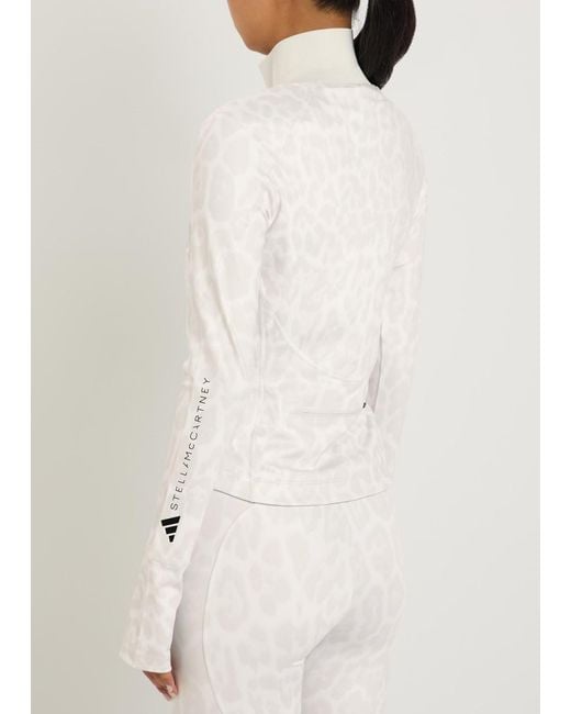 Stella McCartney White Adidas X Leopard-Print Stretch-Jersey Mid-Layer Jacket
