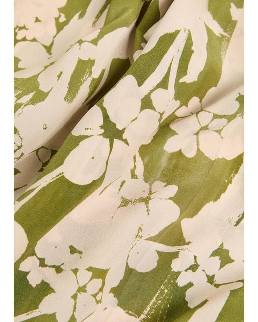 Victoria Beckham Metallic Floral-Print Silk-Crepe Trousers