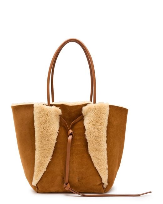 Gabriela Hearst Brown Marija Shearling And Suede Tote Bag
