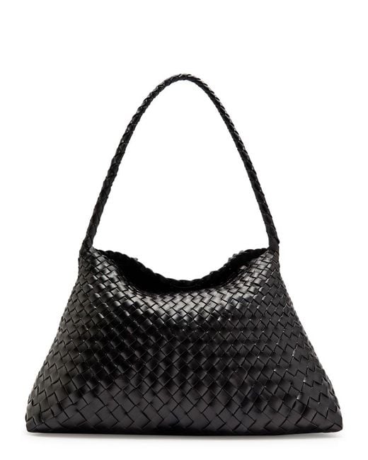 Dragon Diffusion Black Santa Maria Woven Leather Shoulder Bag