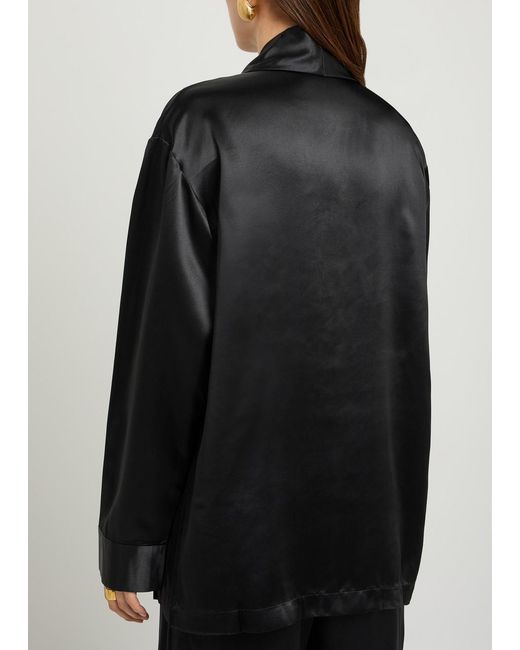 Delos Black Gilbert Double-Breasted Silk Jacket