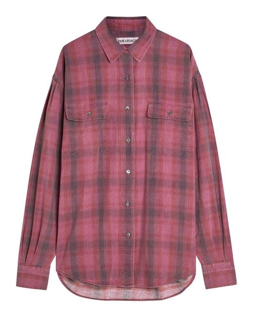 Our Legacy Red Dime Plaid Flannel Shirt