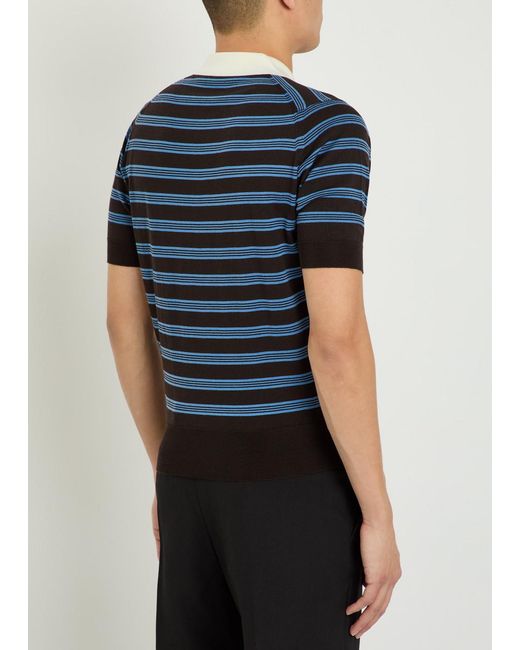 Wales Bonner Blue Breeze Merino Wool Polo Shirt for men