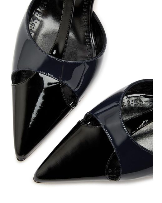 Manolo Blahnik Black Turgimod 50 Patent Leather Slingback Pumps
