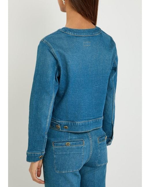 Mother Blue The Stashed Picky Stretch-Denim Jacket