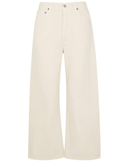 Citizens of Humanity Denim Gaucho Cream Cropped Wide-leg Jeans in ...