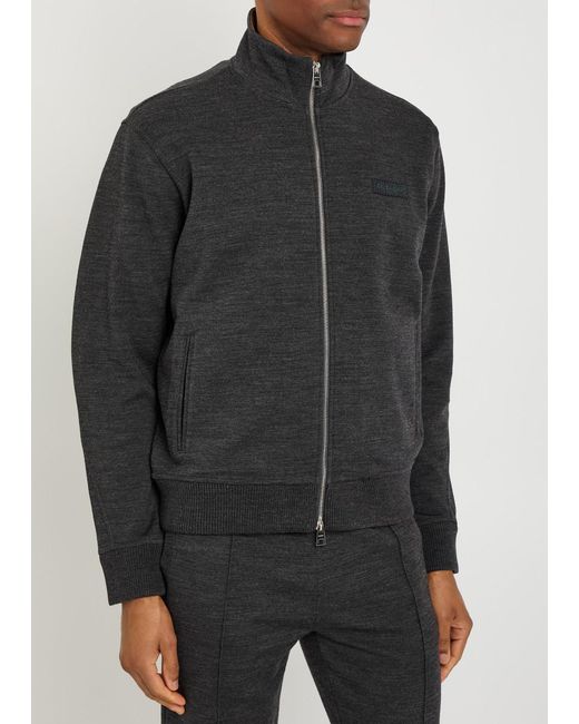 Givenchy Black Logo-Appliquéd Wool-Blend Track Sweatshirt for men