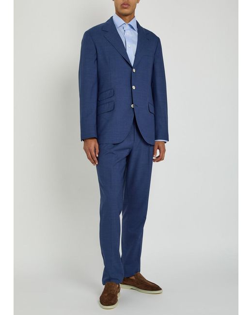 Brunello Cucinelli Blue Wool Suit for men