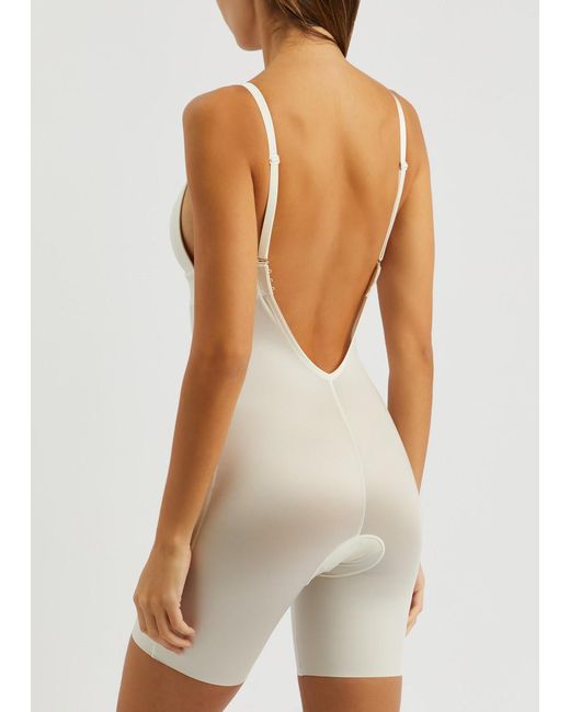 Spanx White Suit Your Fancy Open-bust Mid-thigh Bodysuit