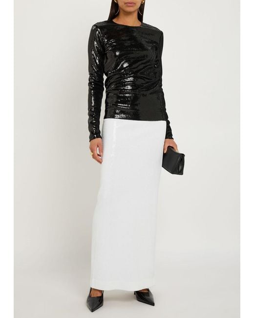 Totême White Sequin Midi Skirt