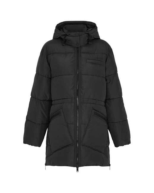Ganni Black Quilted Shell Coat