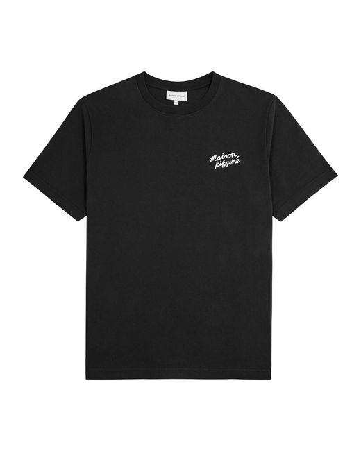 Maison Kitsuné Black Handwriting Logo Cotton T-shirt for men