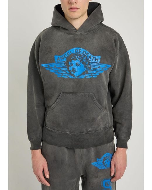 SAINT Mxxxxxx Blue Angel Of Death Printed Hooded Cotton Sweatshirt for men
