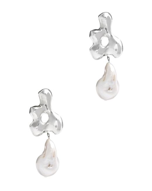 Agmes White Baroque Bodmer Sterling Drop Earrings