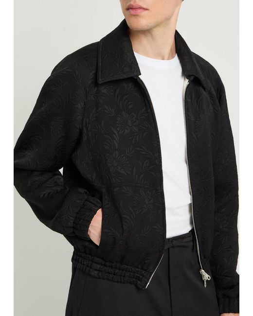 Dries Van Noten Black Rankles Reversible Floral-Jacquard Woven Jacket for men