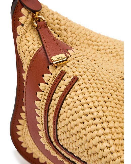 Chloé Brown Marcie Leather And Raffia Shoulder Bag