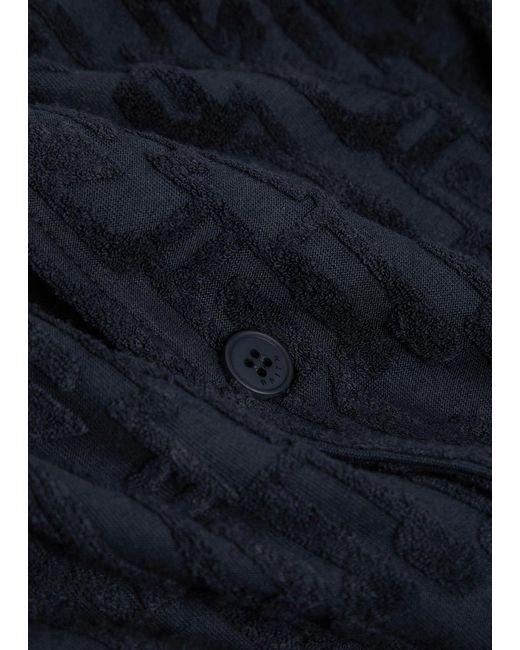 Raith Blue Fausto Flocked-Pattern Terry Shirt for men