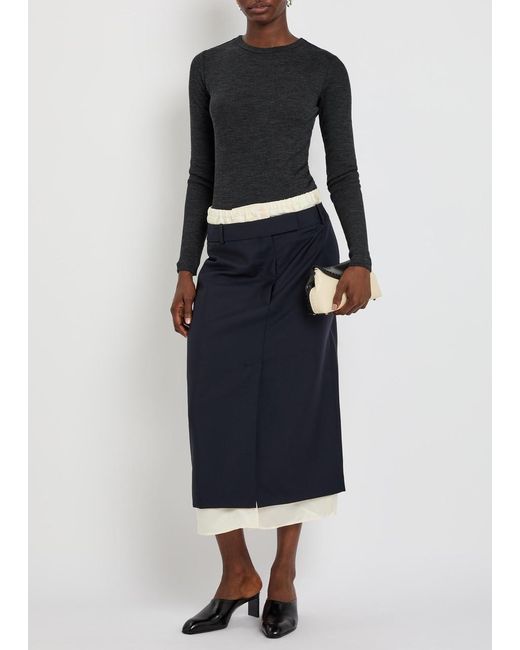 Rohe Black Melange-Knit Long-Sleeve Wool Top