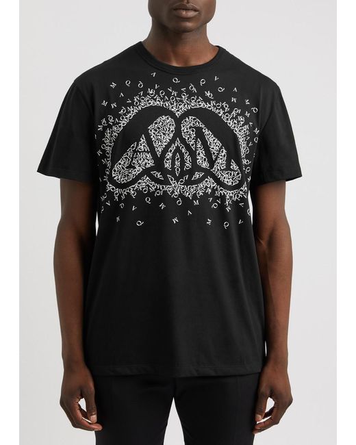 Alexander McQueen Black Exploded Charm Printed Cotton T-Shirt for men