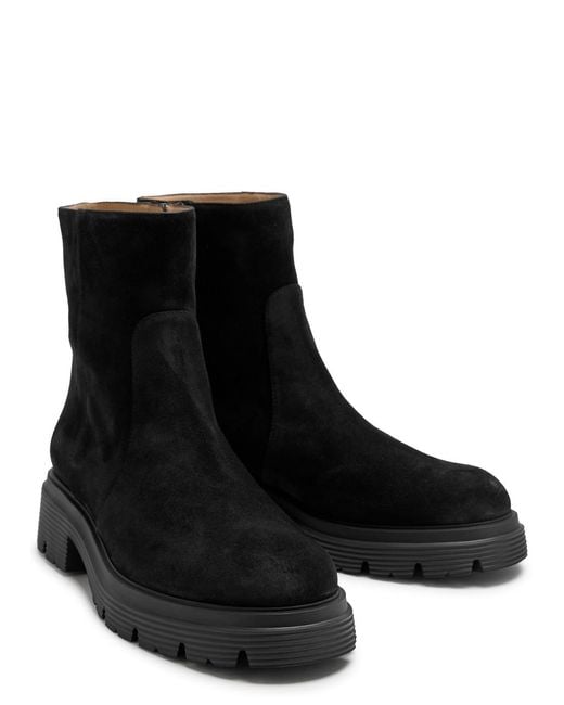 Stuart Weitzman Black Hudson Suede Chelsea Boots