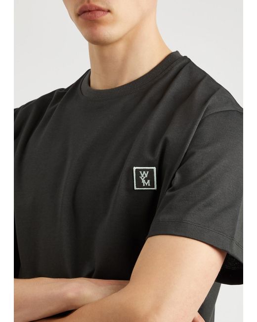 Wooyoungmi Black Logo-Embroidered Cotton T-Shirt for men