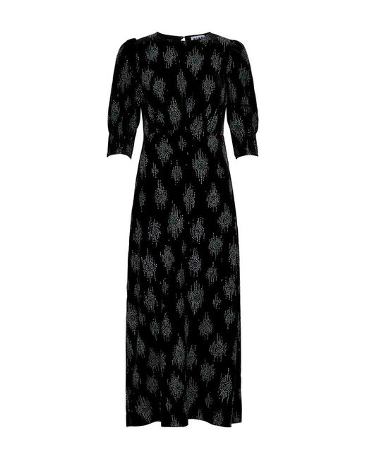 Rixo Black Lucile Glittered Velvet Midi Dress
