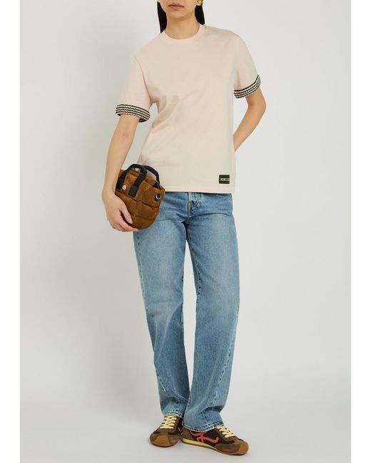 Moncler Natural Knit-Trimmed Cotton T-Shirt