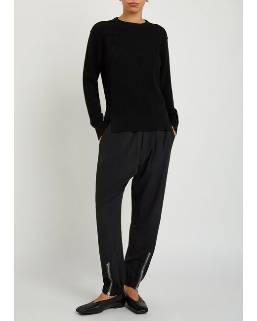 Rick Owens Black Fisherman Ribbed Wool Jumper