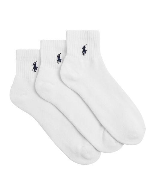 Polo Ralph Lauren White Logo-embroidered Cotton-blend Socks for men