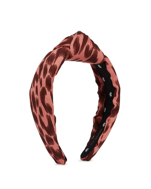Lele Sadoughi Red Leopard-Print Silk Headband