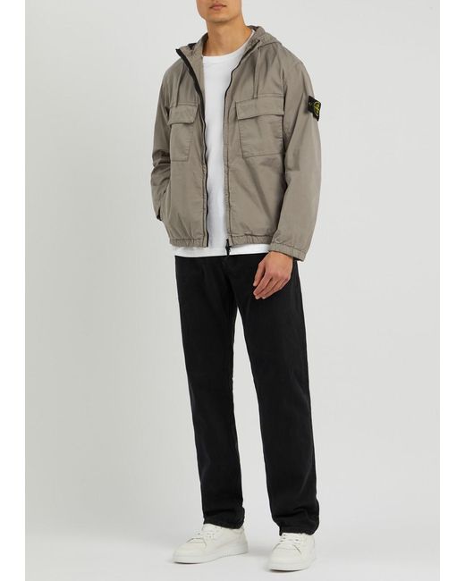 Stone Island Gray Hooded Stretch-Cotton Jacket for men