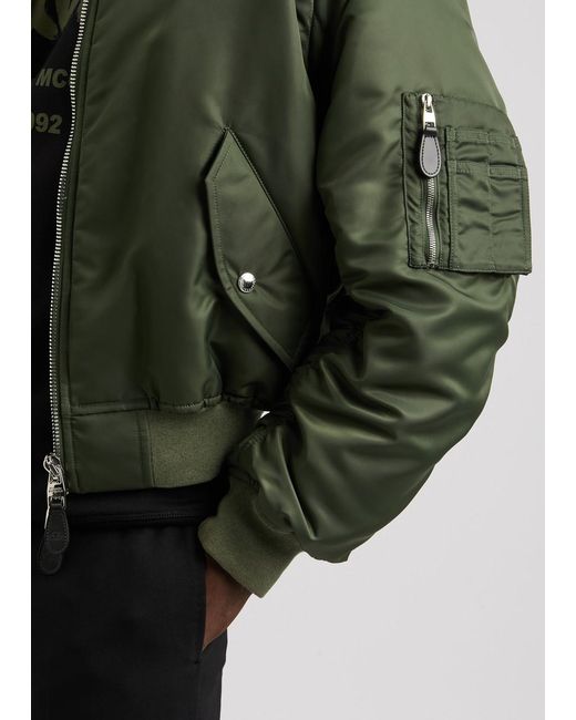 Alexander McQueen Green Convertible Nylon Bomber Jacket for men