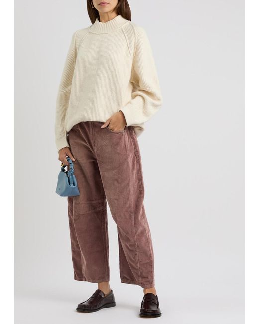 Free People Brown Good Luck Cropped Corduroy Trousers