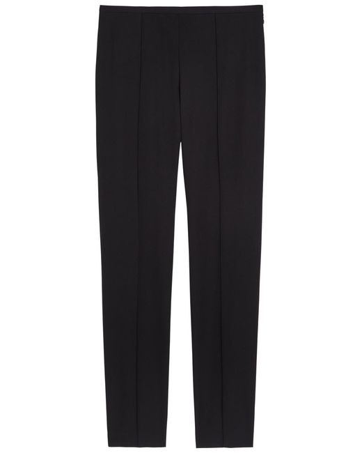 Another Tomorrow Black Slim-Leg Stretch-Wool Trousers