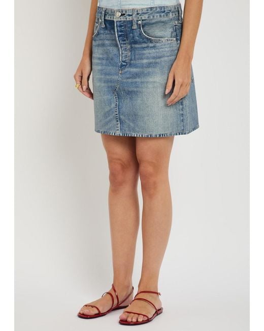 Rag & Bone Blue Miramar Ponte Printed Stretch-Jersey Mini Skirt