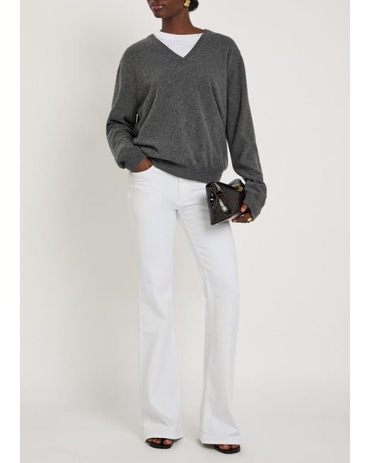 FRAME White The Icon Long Flared-Leg Jeans