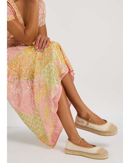 Jimmy Choo Natural Aciel Canvas Espadrille Flats