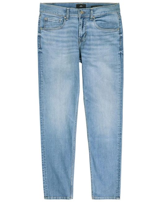 7 For All Mankind Blue Slimmy Tapered Luxe Performance Jeans for men