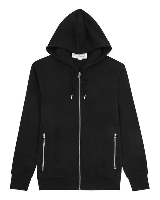 Alexander McQueen Black Logo Hooded Cotton Sweatshirt for men