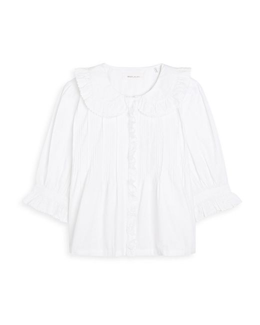 Skall Studio White Viola Embroidered Cotton Blouse