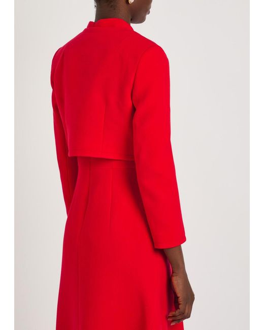 Emilia Wickstead Red Lizette Wool-Crepe Cropped Jacket