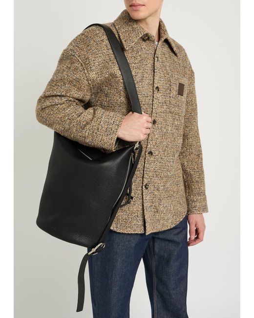 Loewe Black Loop Medium Grained Leather Bucket Bag for men