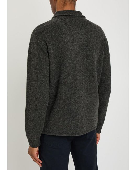 FRAME Black Brushed Wool And Yak-Blend Overshirt for men