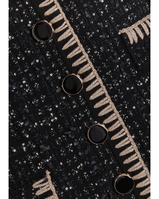 Veronica Beard Black Cerani Sequin-Embellished Knit Jacket