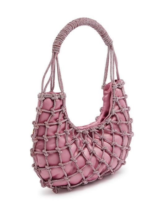Rosantica Pink Nodi Crystal-embellished Satin Shoulder Bag