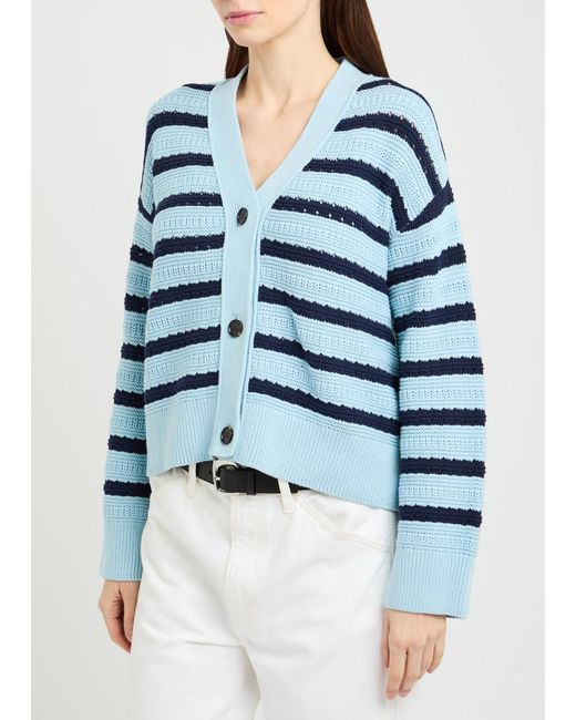 Rails Blue Geneva Striped-Intarsia Cotton Cardigan