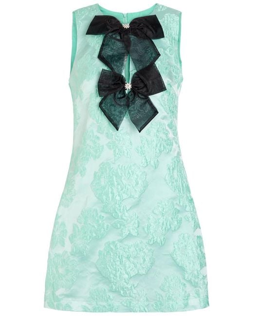 Sister Jane Green Waters Edge Bow-Appliquéd Cloqué Mini Dress