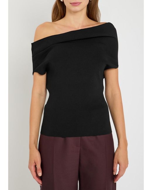 ARMARIUM Black Debra Asymmetric Stretch-Knit Top